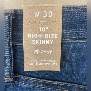 MADEWELL 10” Skinny jeans, size 30, new with tags